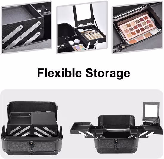 Makeup Box Jewellry Organiser Vanity Beauty Storage Box 4 Trays Cosmetics Case
